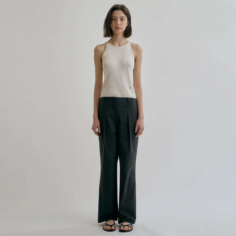 WAIST COTTON PANTS_CHARCOAL