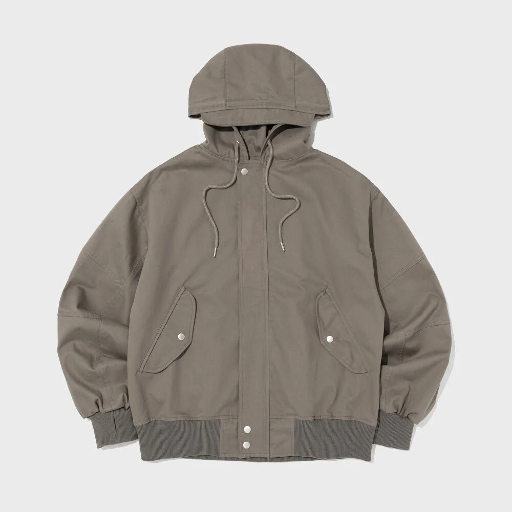 HOODED BOMBER JACKET (KHAKI)