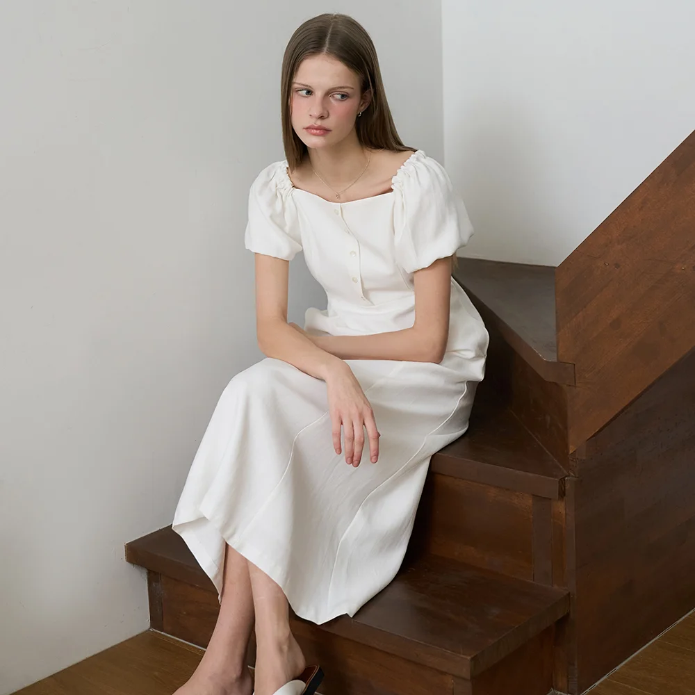 Square Neck Puff Dress