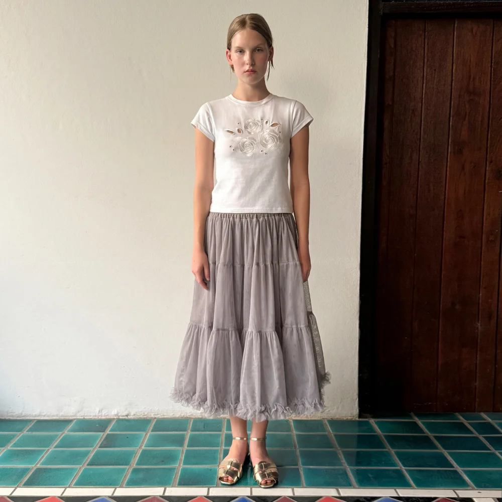 Tute Midi Skirt (Light Grey)