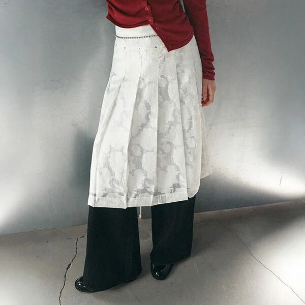 SHEER PLEATS SKIRT IVORY