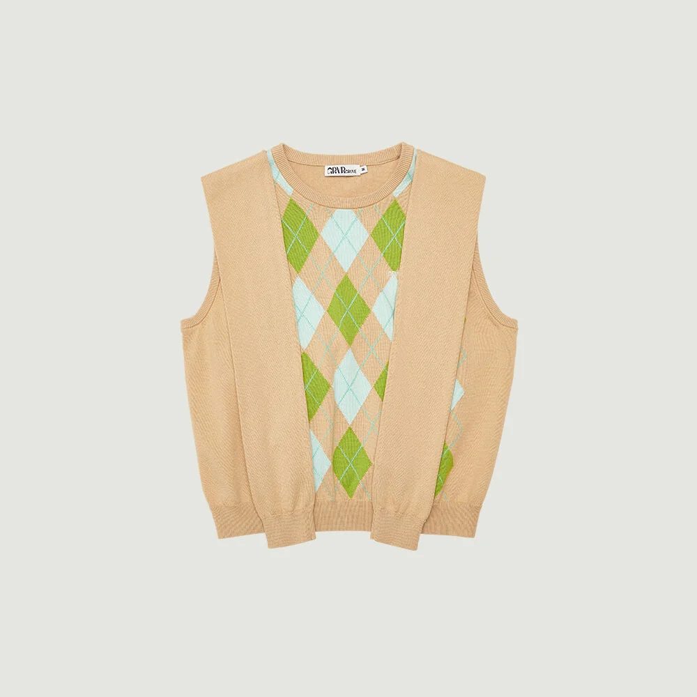 VENI ARGYLE VEST (BEIGE)