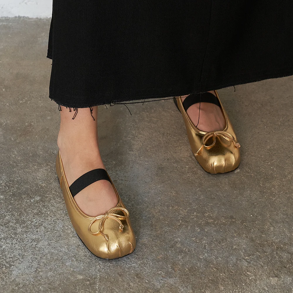 Lumi Ballet Flats Leather Gold
