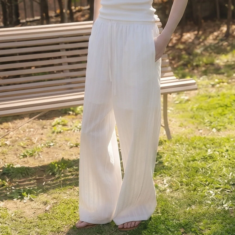 Natural banding cotton pants _Ivory
