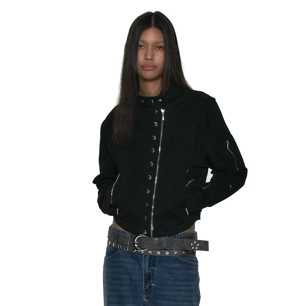 LIGHT COTTON BIKER JACKET_BLACK