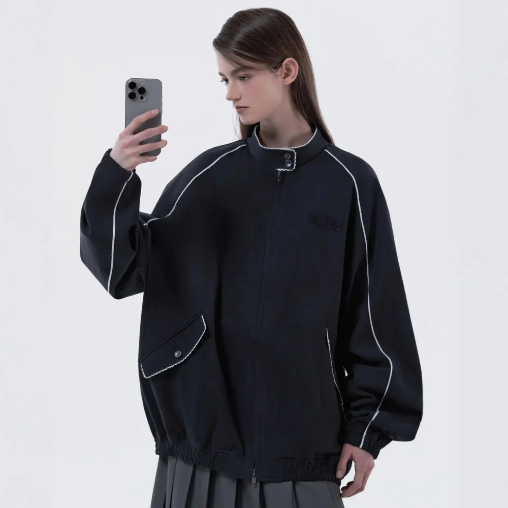 MAU3 Contrast Trim Lace Jumper - Dark Navy