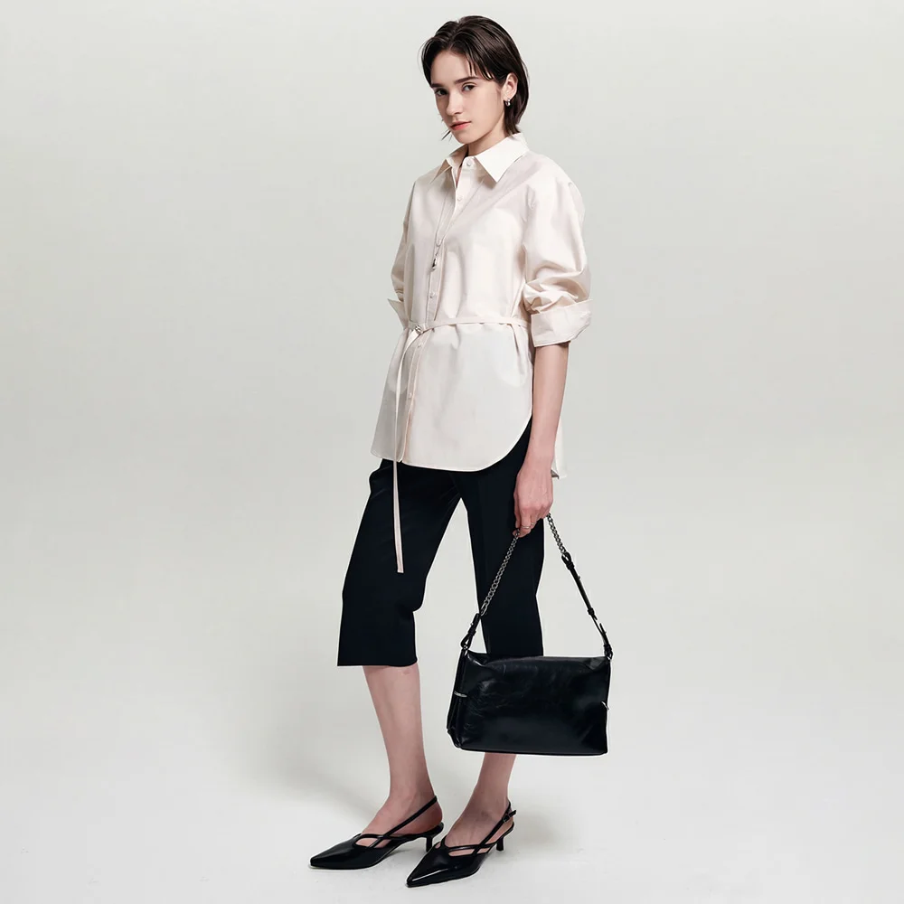 鼠尾草綠 肩帶 純棉 襯衫_象牙色 / SAGE STRAP COTTON SHIRT_IVORY