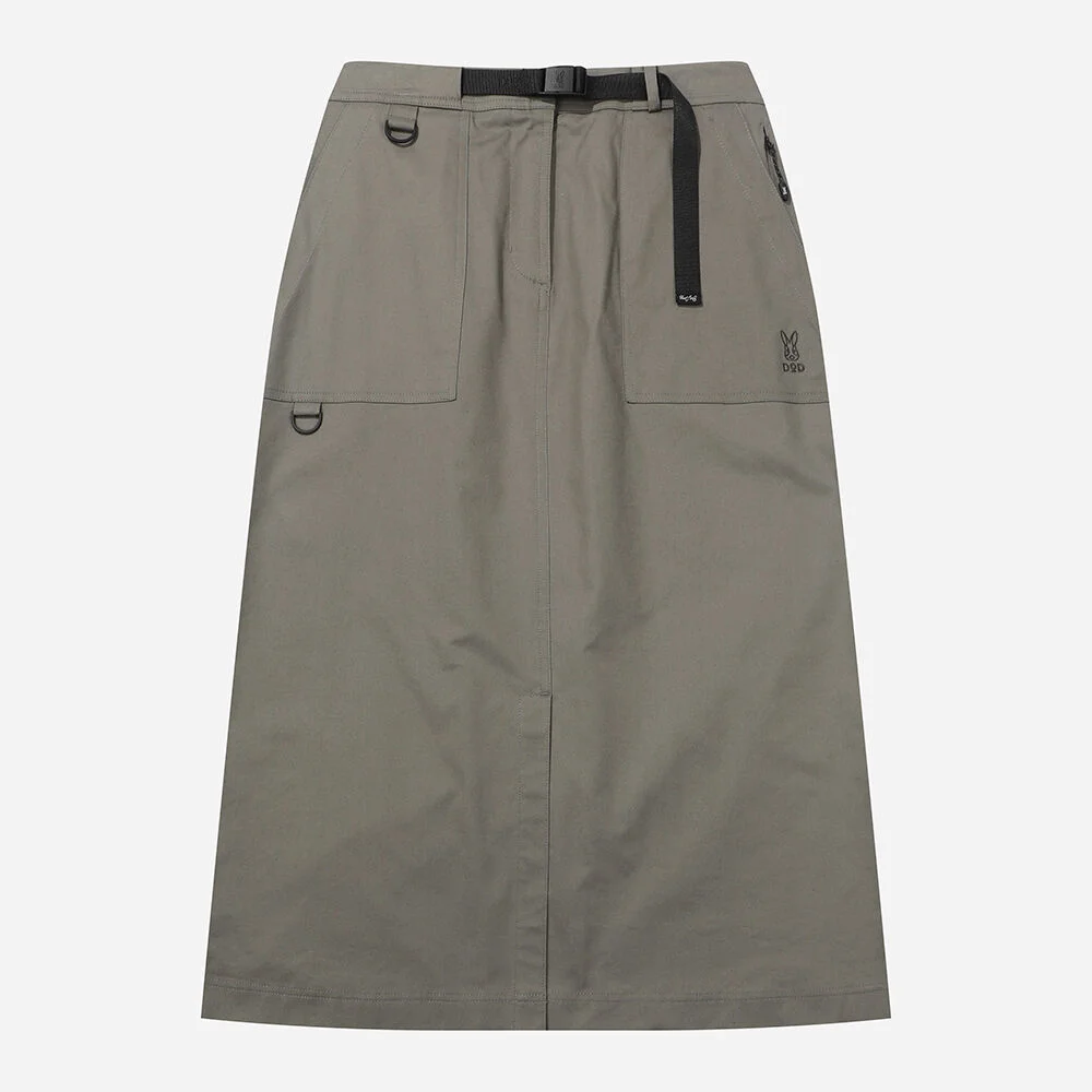 純棉 H線條 束帶 半身裙(L.CHARCOAL GREY)