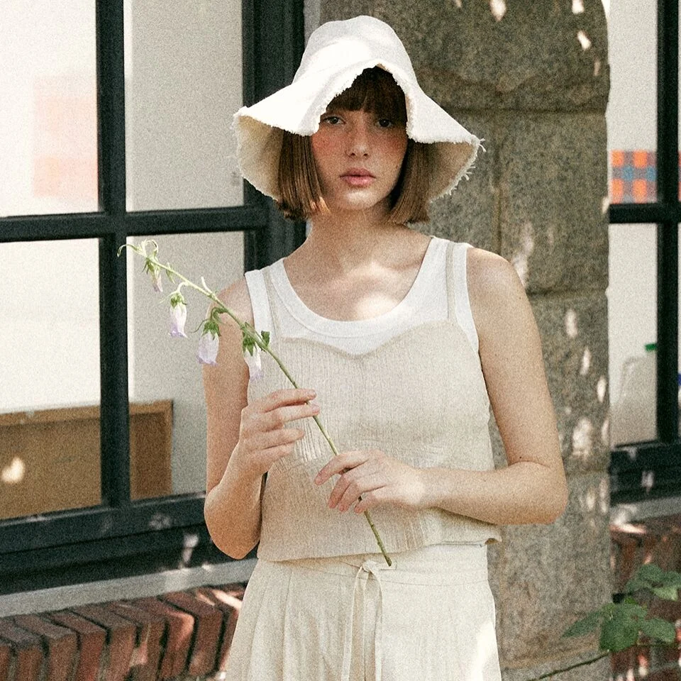 back button linen top (beige)
