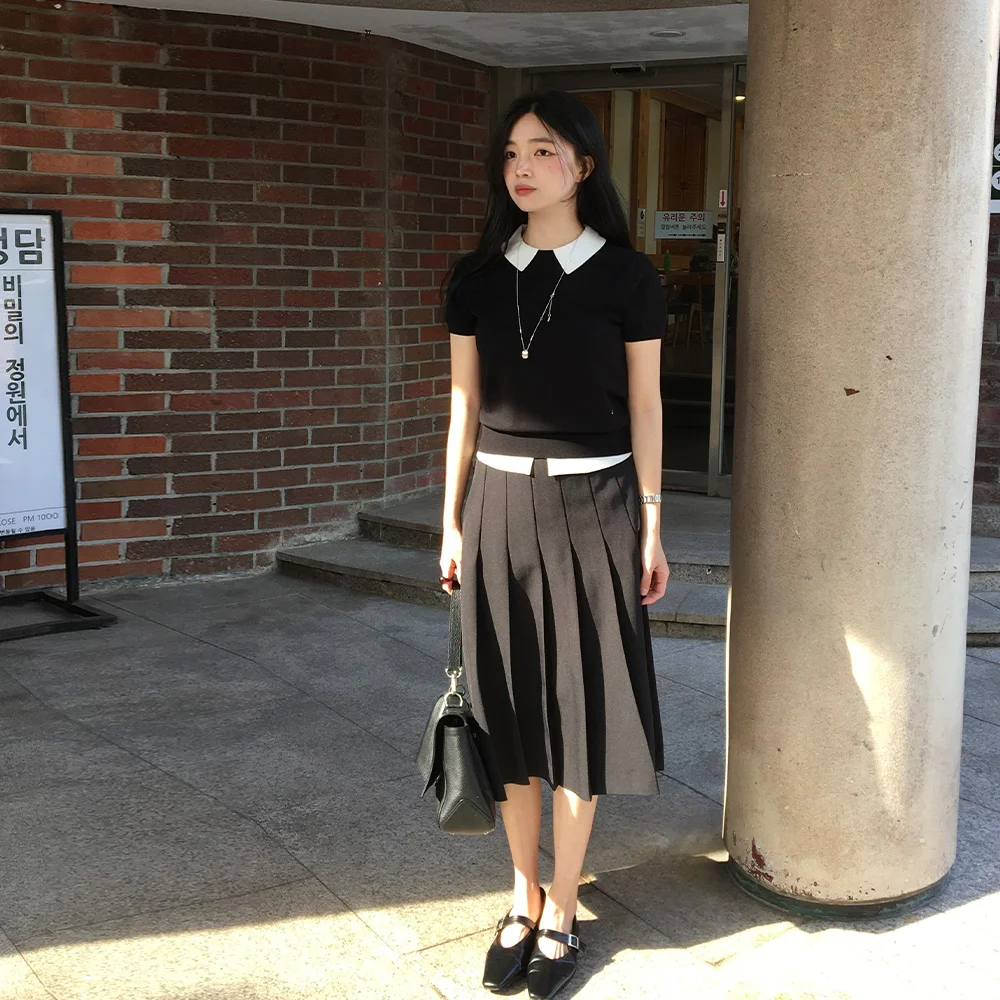 WOMAN 經典 百褶 中長 半身裙 / GF1LSK503