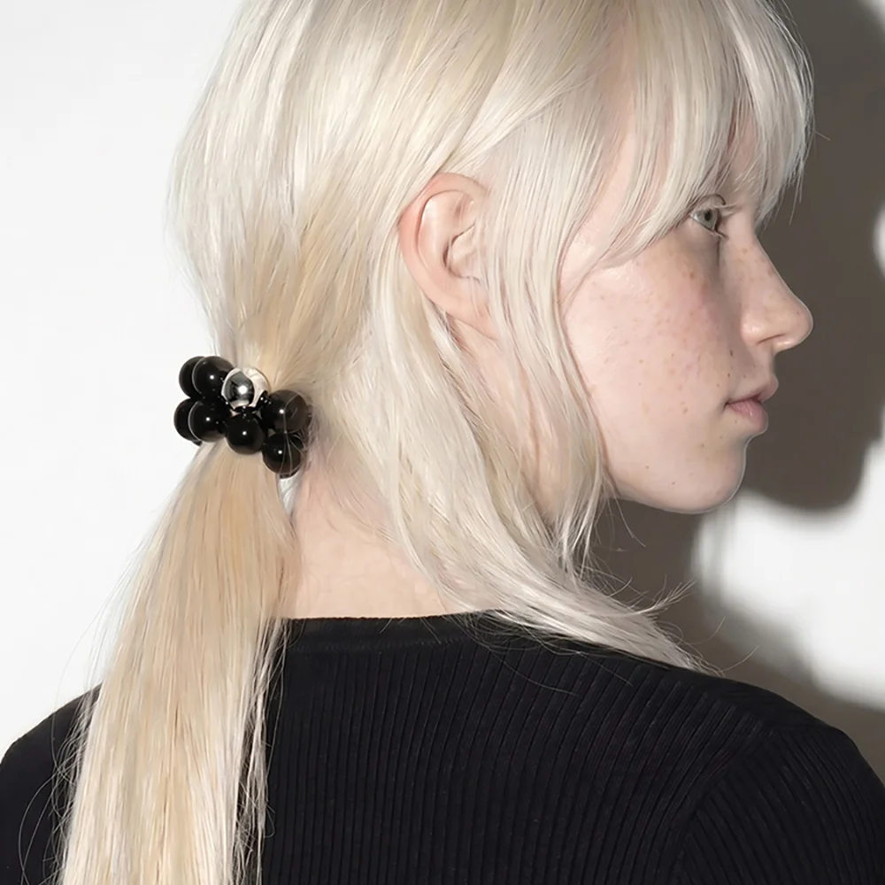 串珠 裝飾 手鏈 兼用 護髮 髮圈 髮圈 BRACELET SCRUNCHIE / BLACK BALL