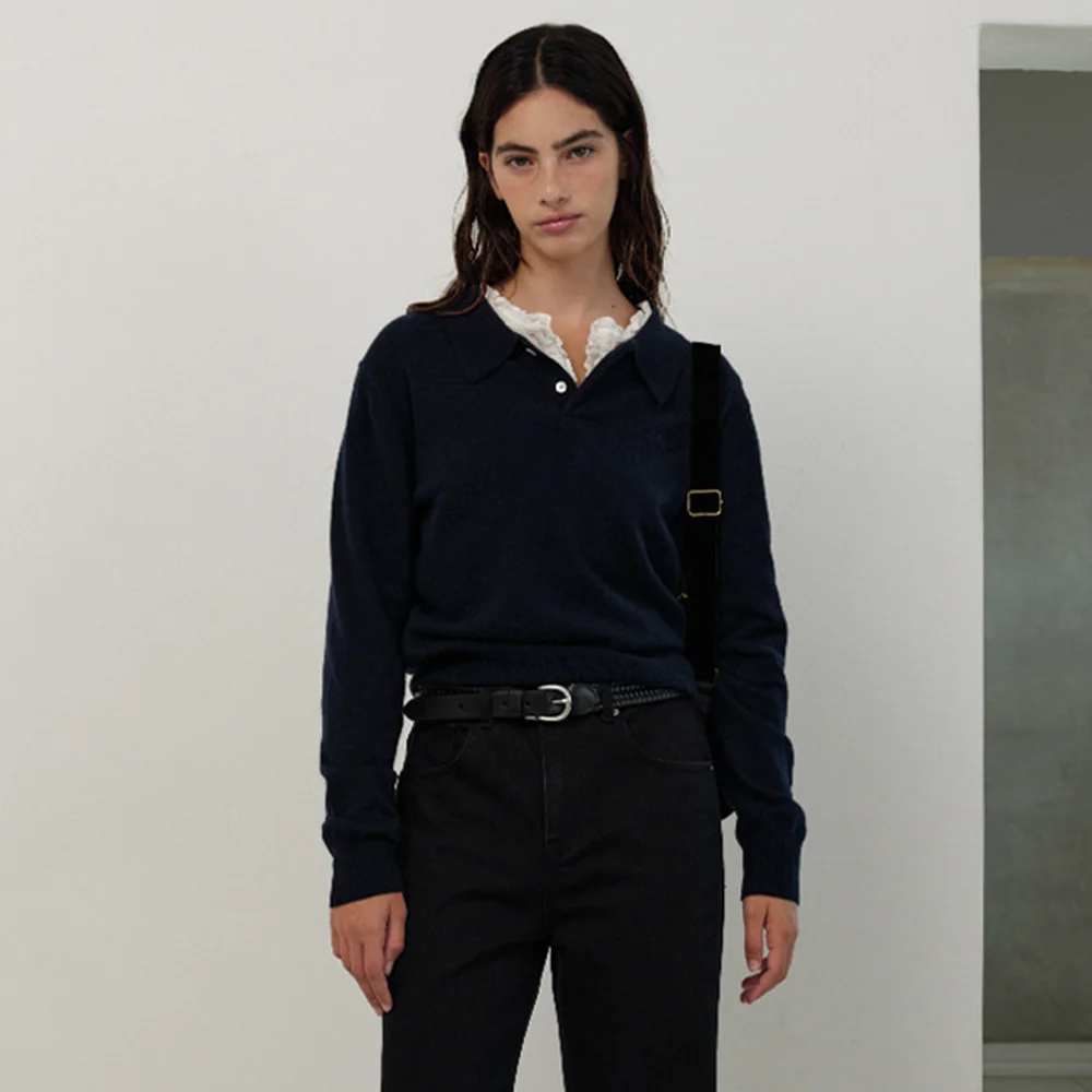 Cashmere Wimblyn Knit Polo Shirt_Navy