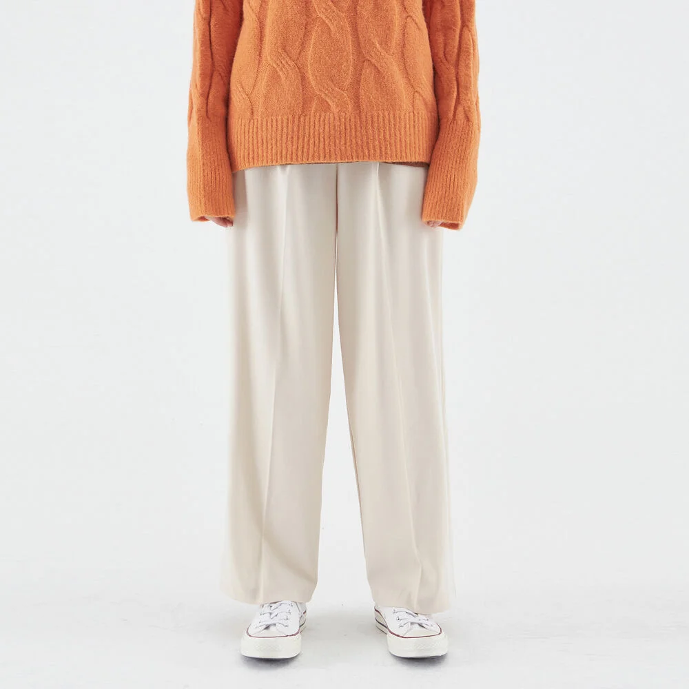 LONG WIDE FIT SLACKS_IVORY