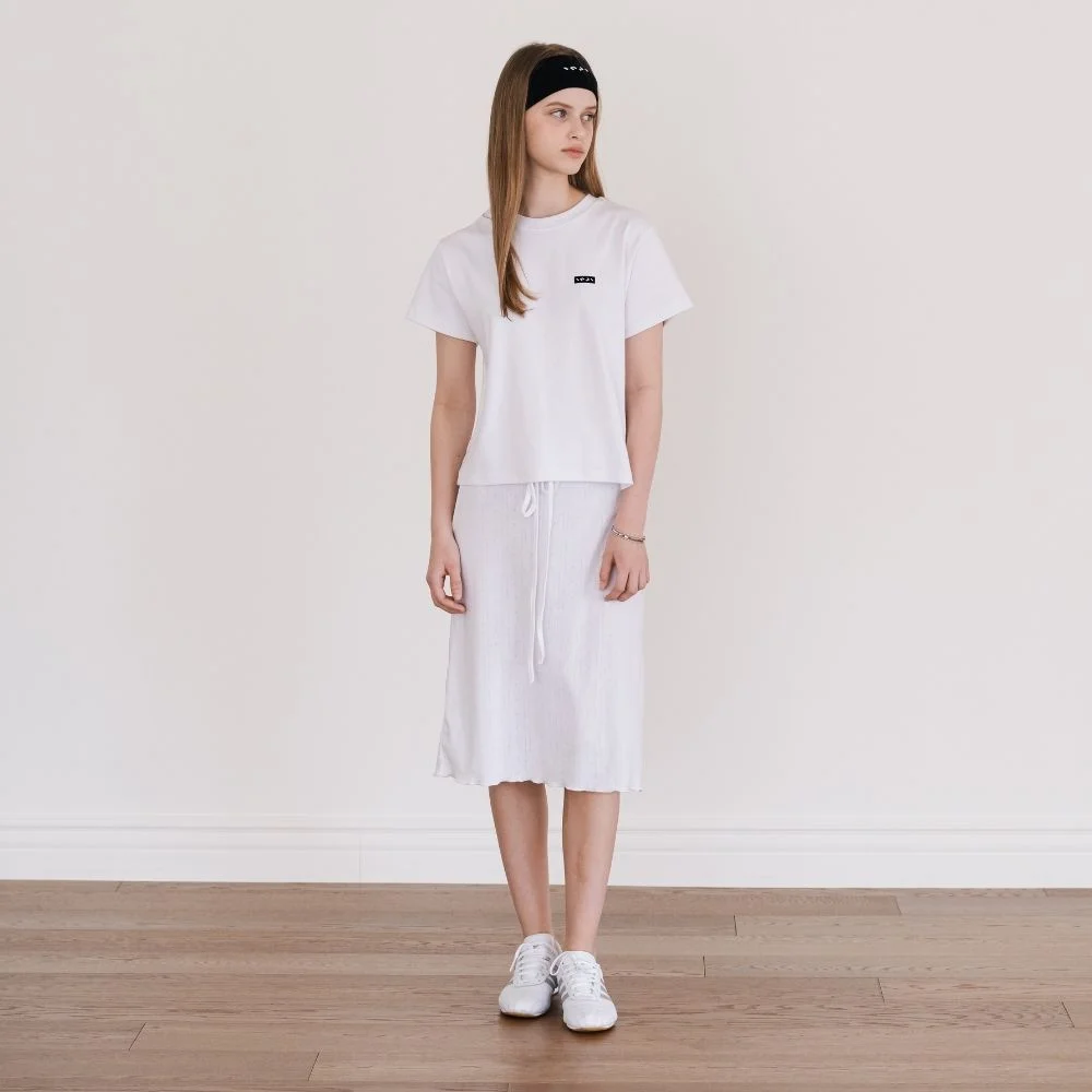 Punching Midi Skirt 象牙色