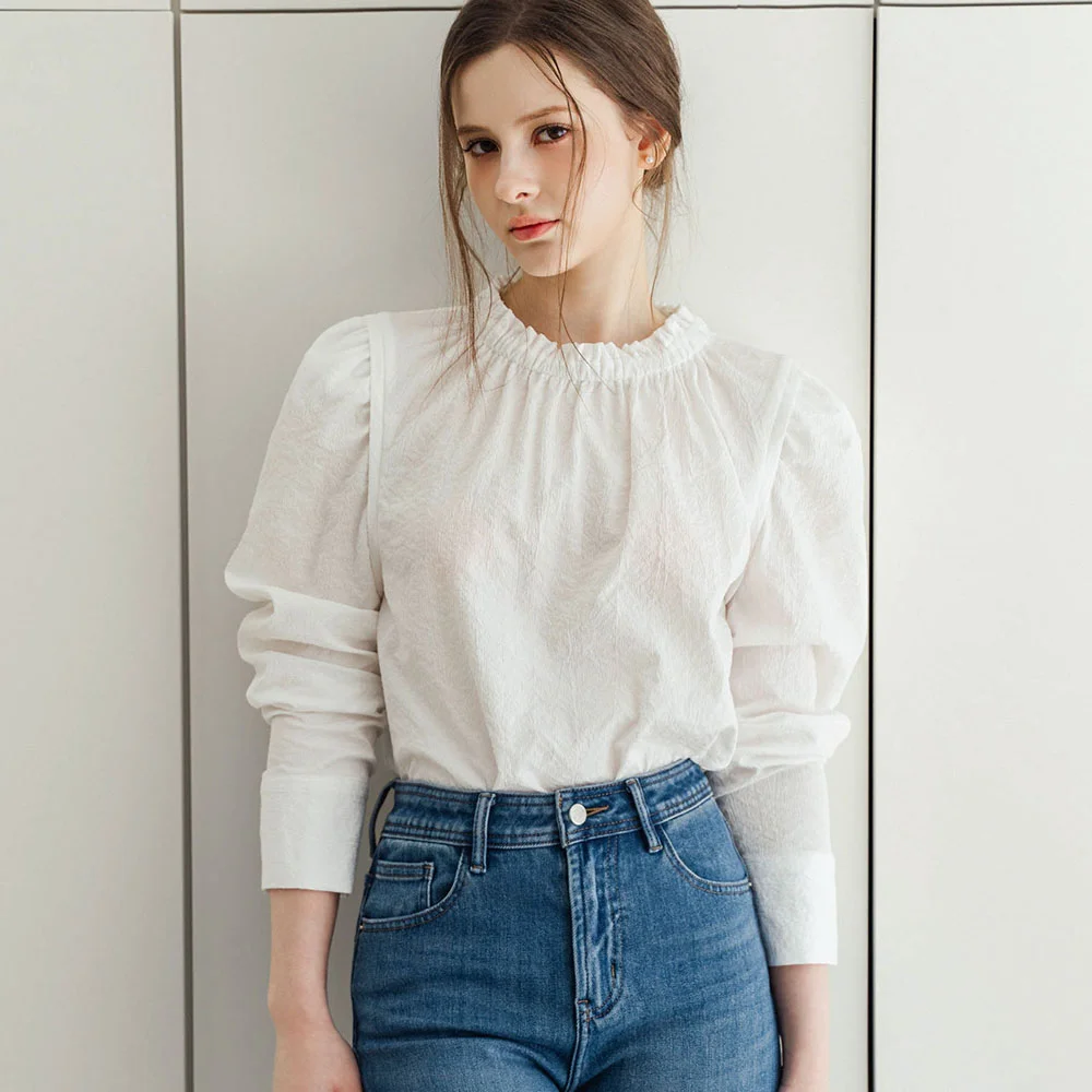 Note Puff White Blouse