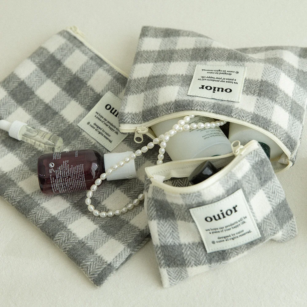 ouior flat pouch_wool check french gray