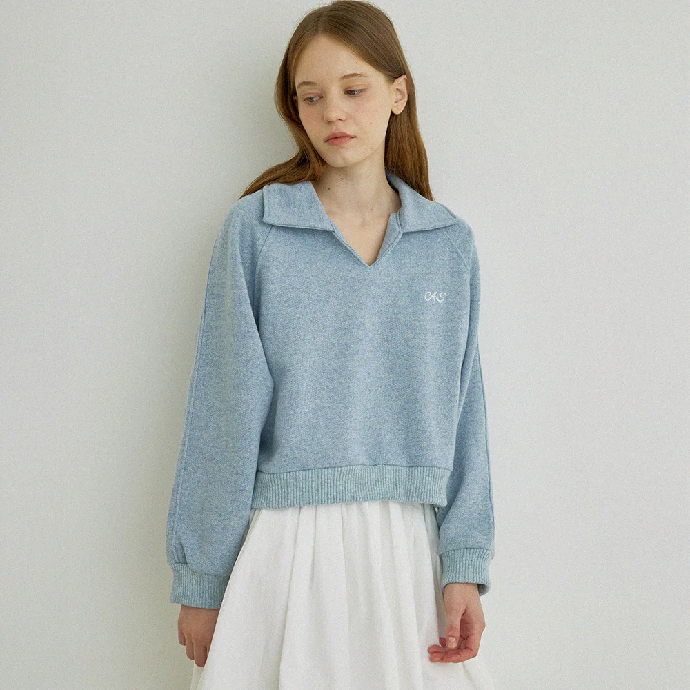 Lovin collar Sweatshirt (Sky blue)