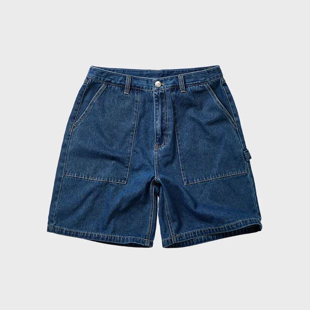 DENIM WIDE CARPENTER SHORTS DARK BLUE