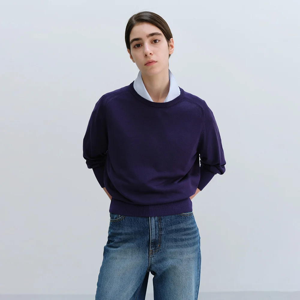 Light R-Neck Knit in Purple