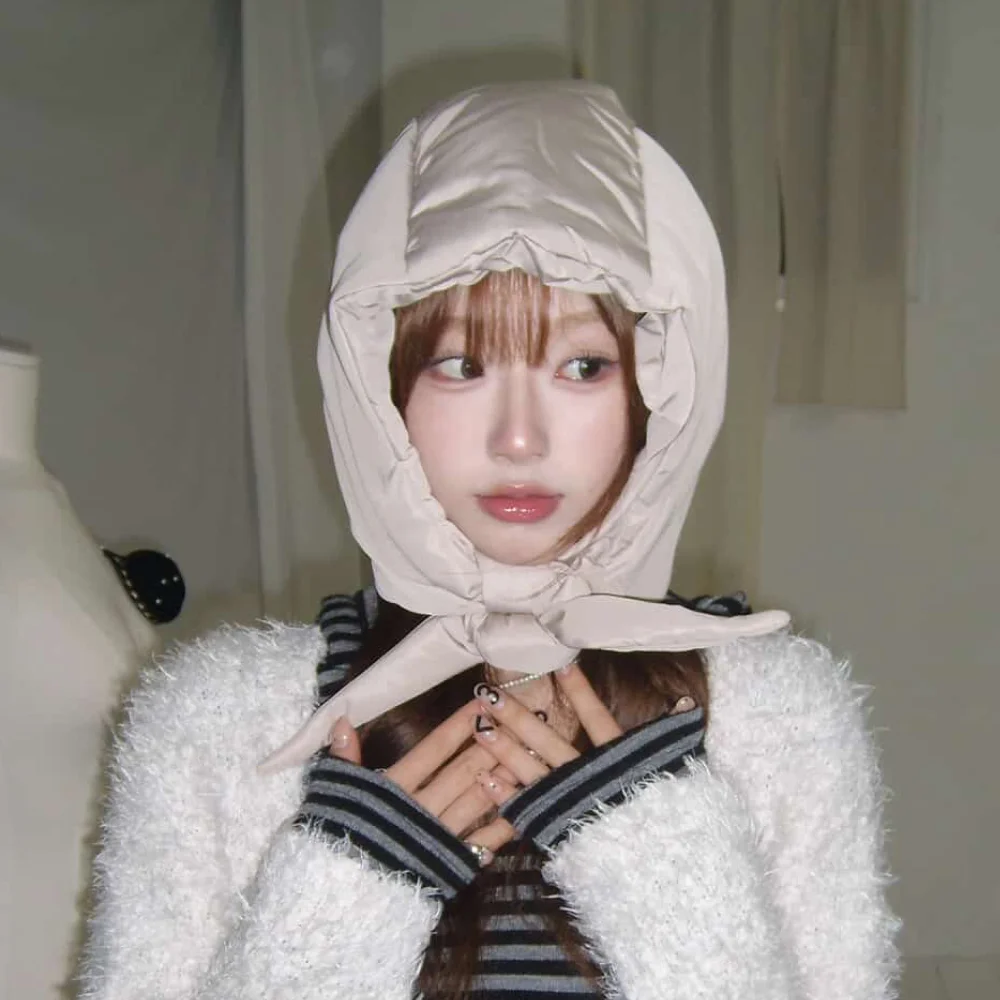 Puffer Earflap Balaclava Light Beige