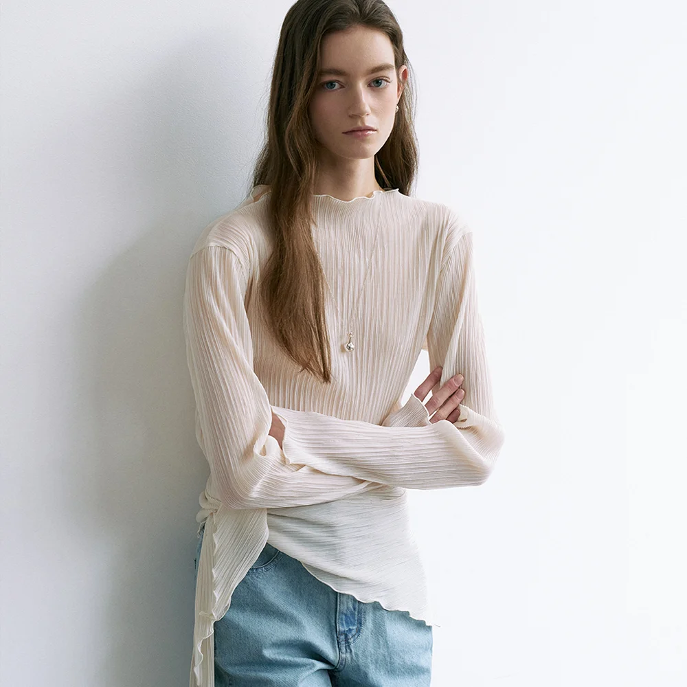 comos 1677 scarf pleats top (cream)
