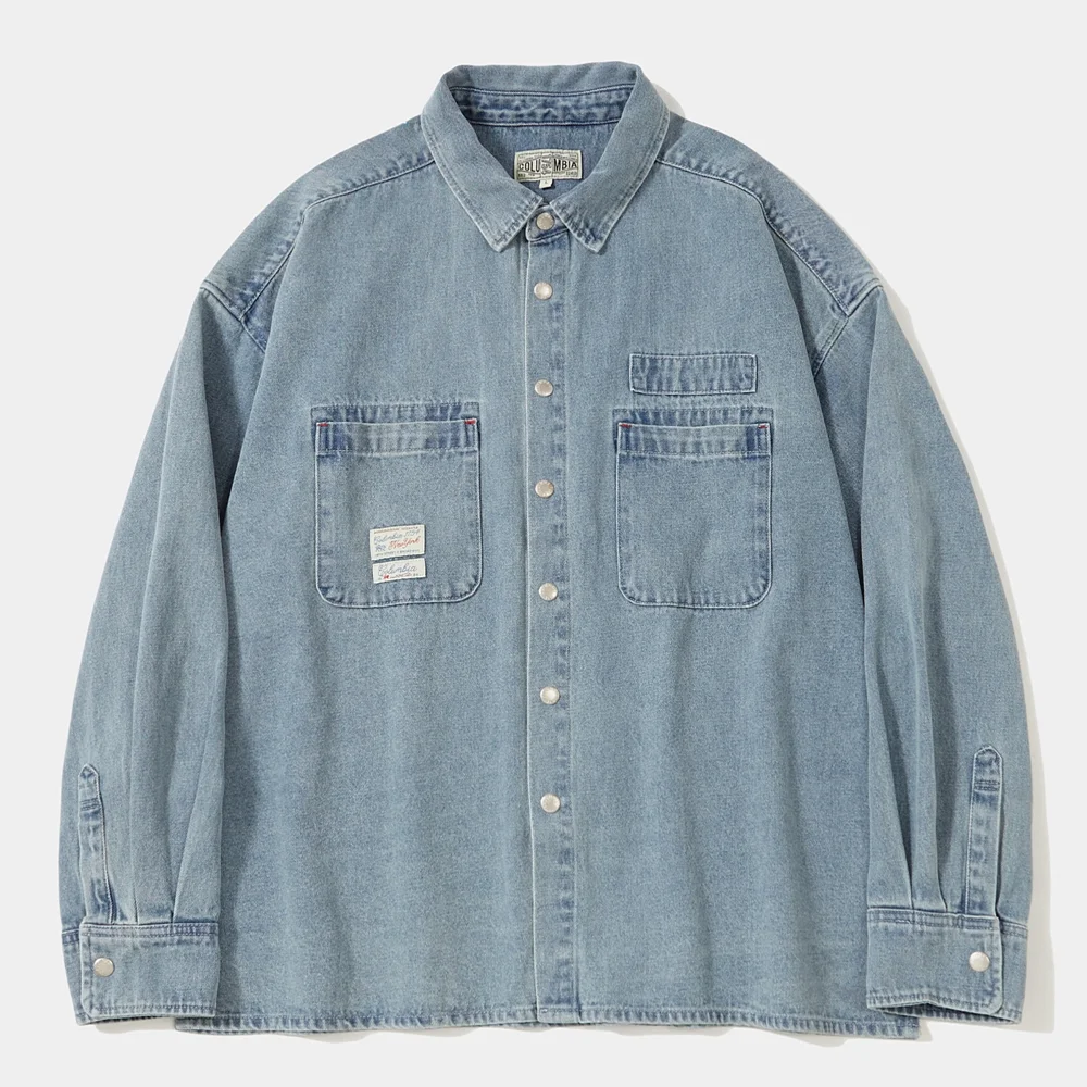 SL-LABEL OVER-FIT DENIM SHIRTS 淺色牛仔
