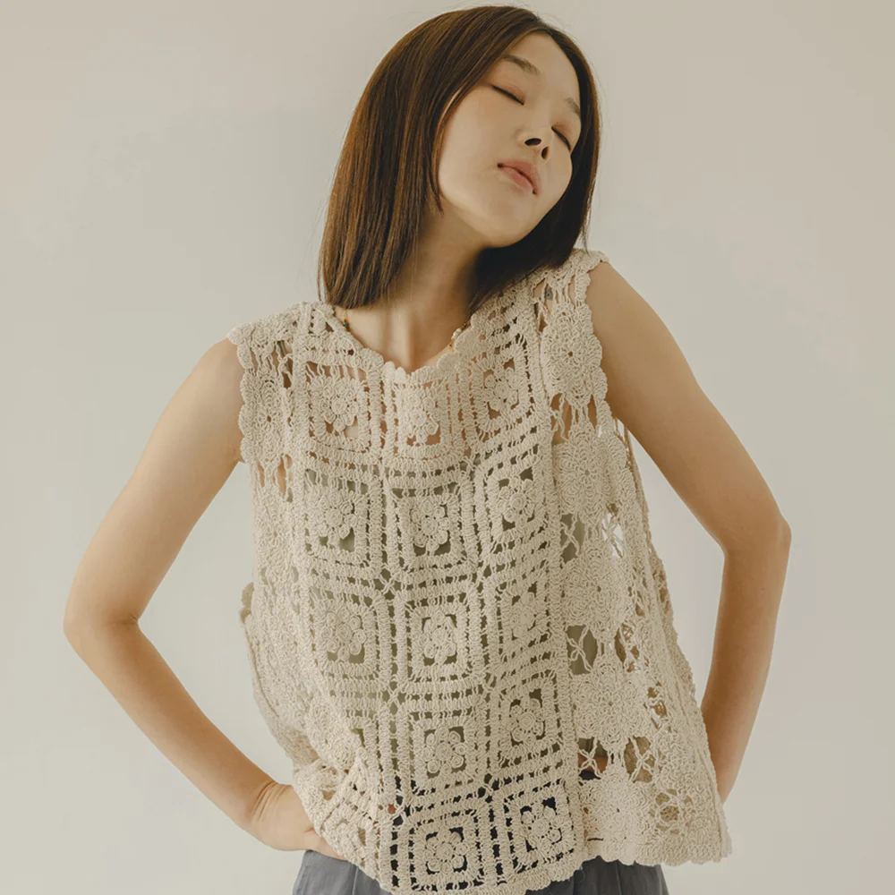 Crochet Cream Top