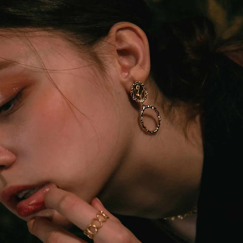 tulip frame drop earring