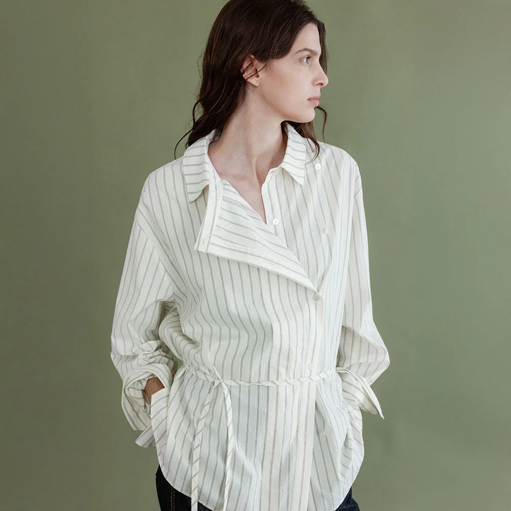 Asymetric Double Placket Stripe Shirt SW5AB326-09