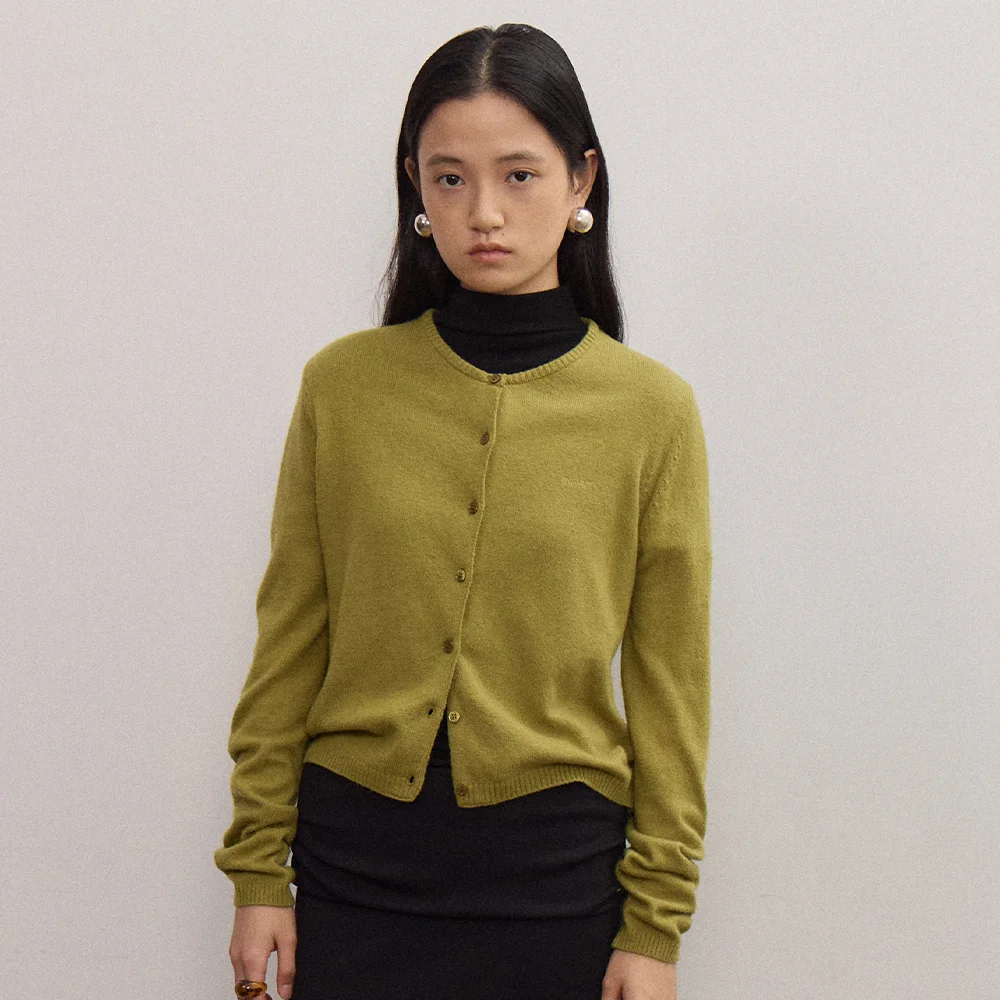 BEA ROUND NECK CARDIGAN (OLIVE)