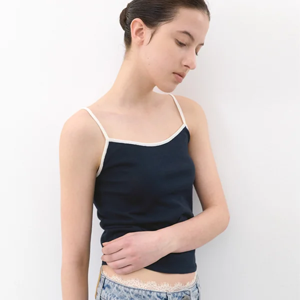 COLOR POINT SLEEVELESS KNIT TOP (T-7261)