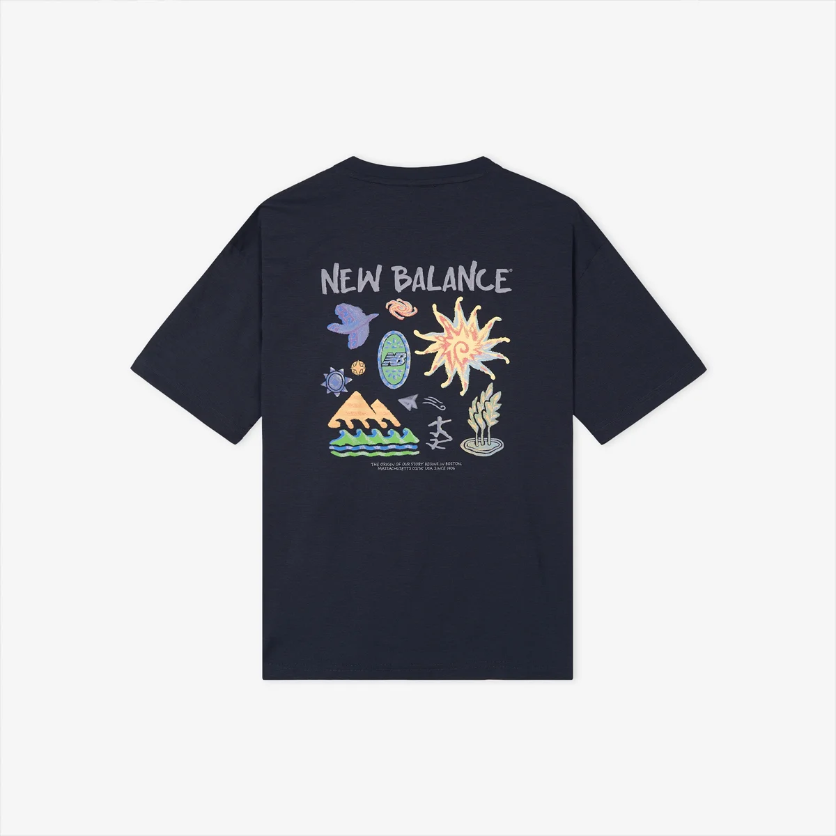 NBNEG31643 / UNI 陽光 Rainy 插畫 短袖T恤 (NAVY)