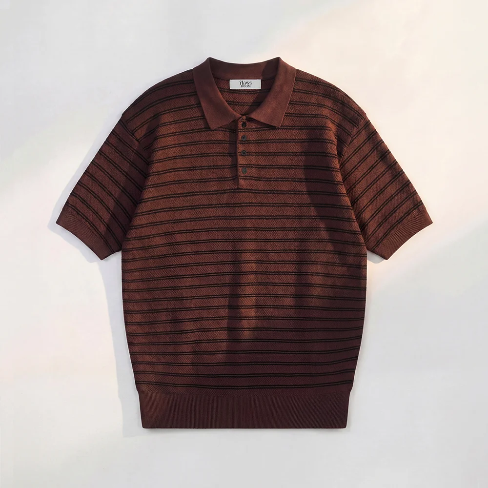 Stripe Cotton Knit BROWN