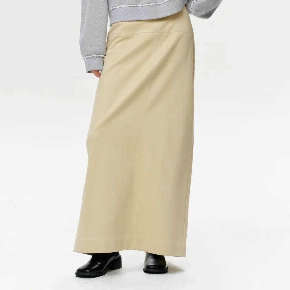 WOMEN ERA FAUX SUEDE MAXI SKIRT - CREAM