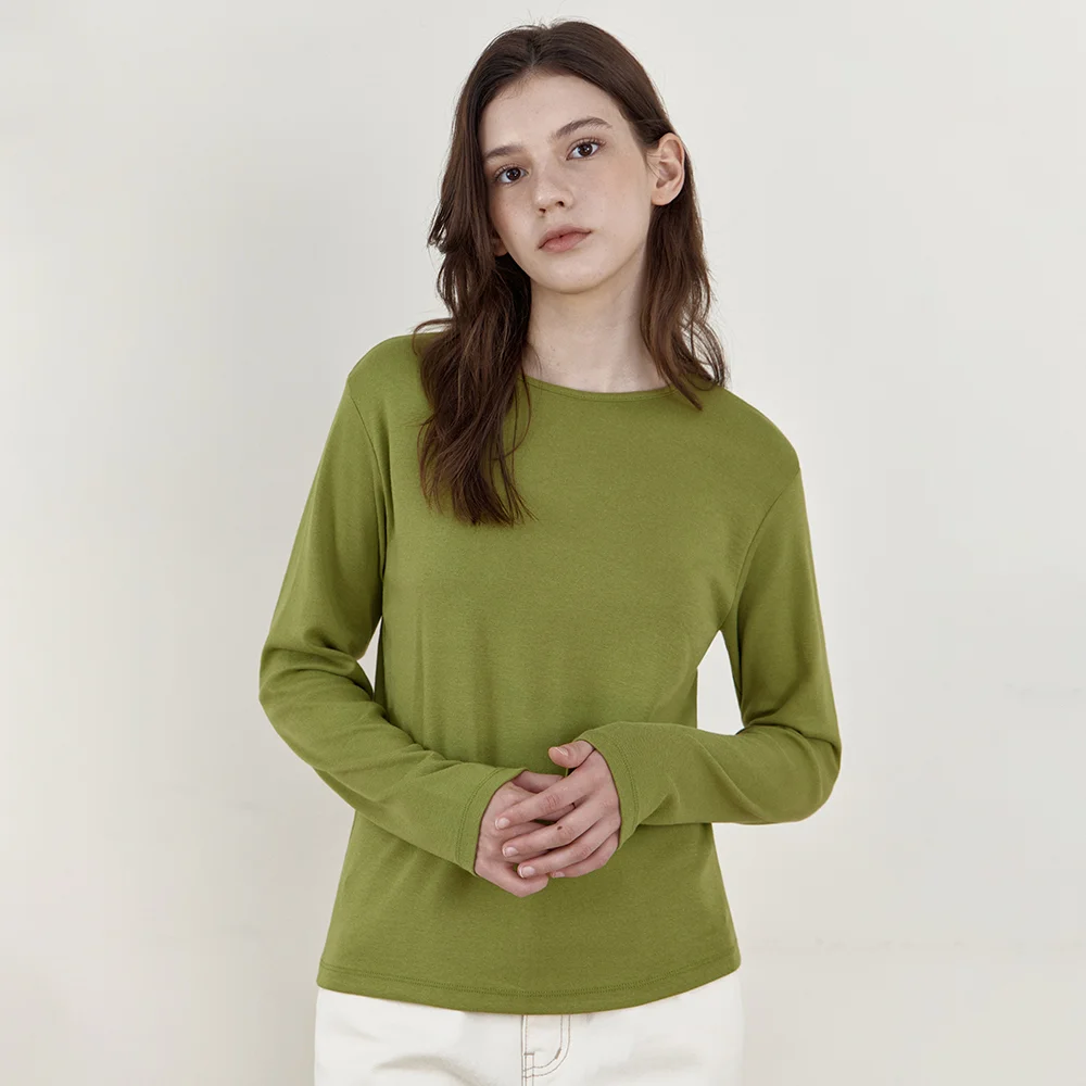Color Round-Neck Long-Sleeve Tee_OLIVE(WB6TP47)