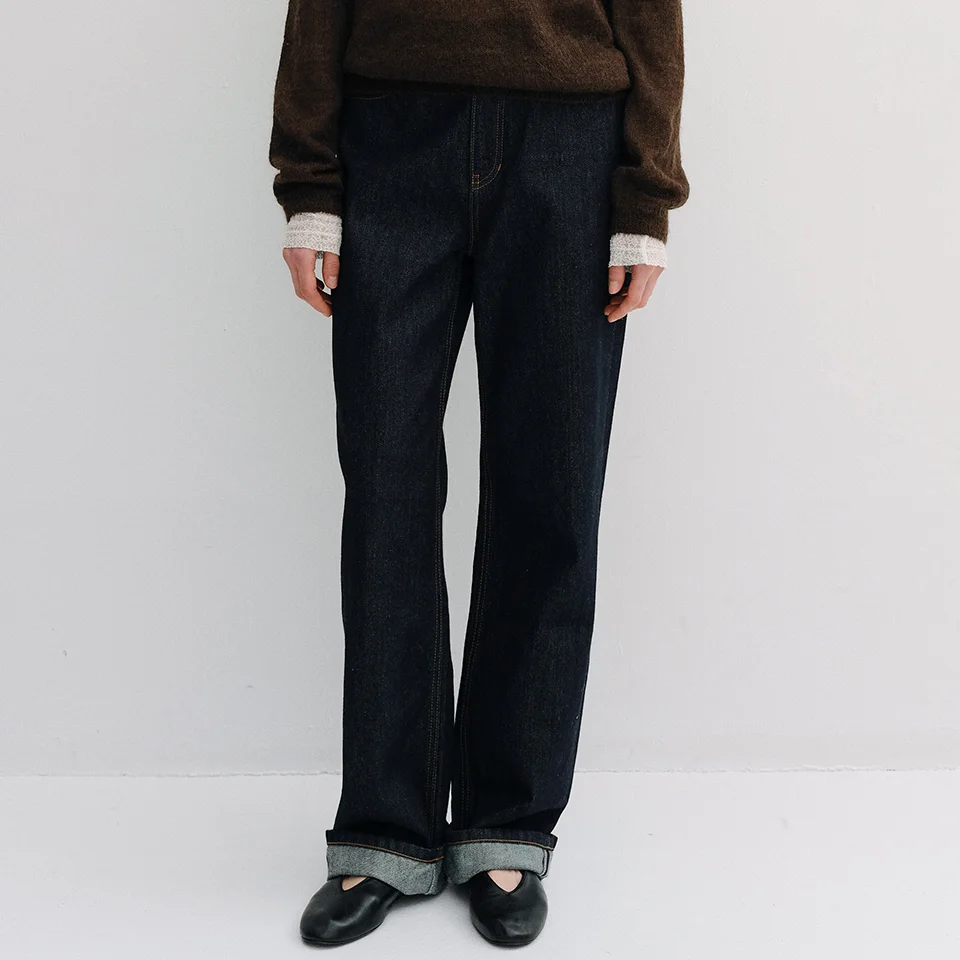 roll up loose fit jeans (indigo)