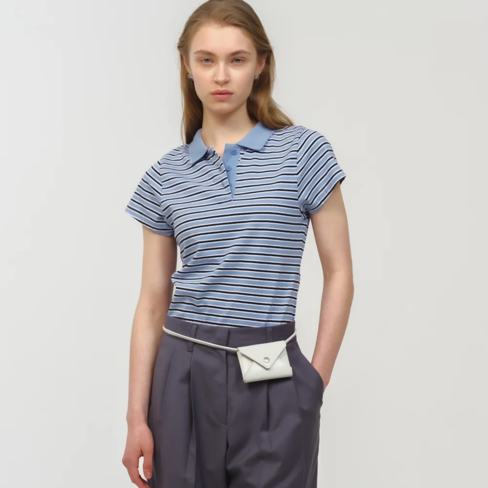 Stripe Baby PK Shirt / Sky Blue