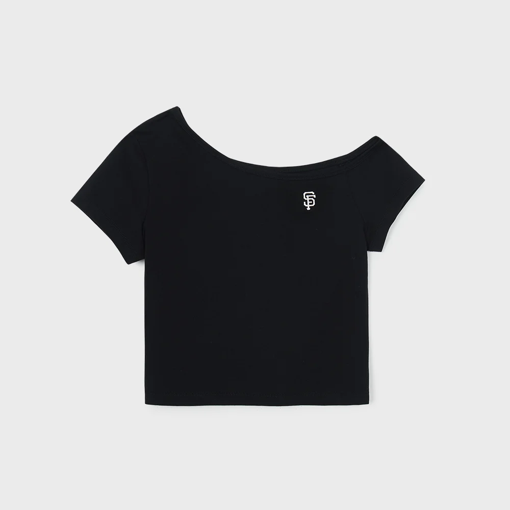 女裝 基本款 露肩 短袖 T恤 SF (Black)