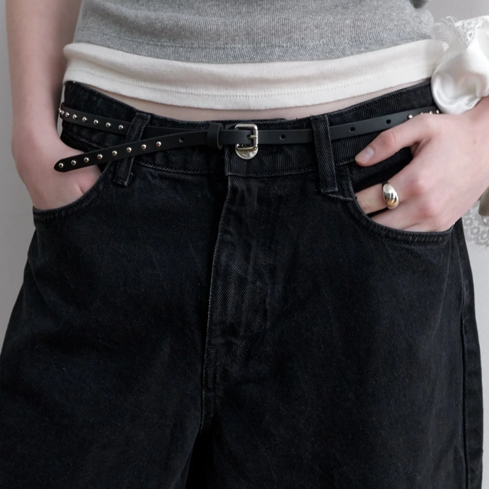 Thin Stud Leather Belt_2COL (L251MBT020)