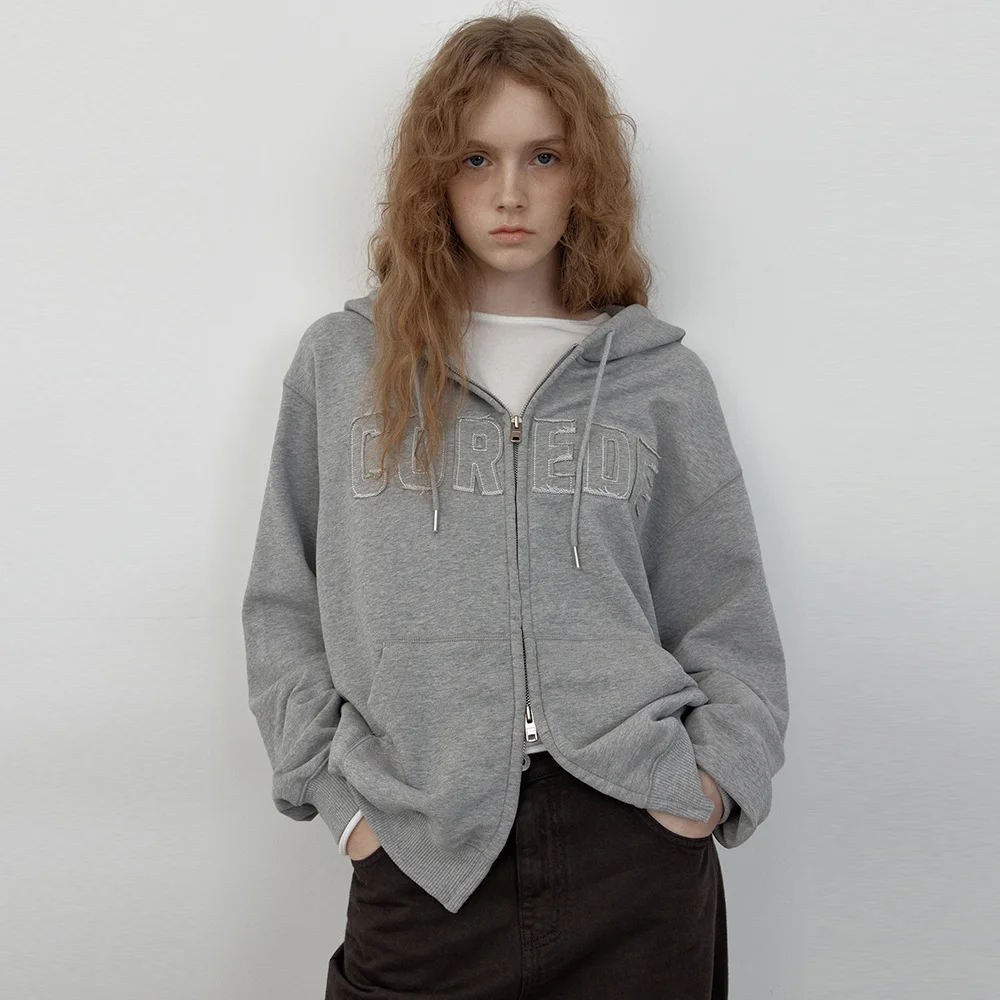 Core de logo hoodie zip-up (gray)