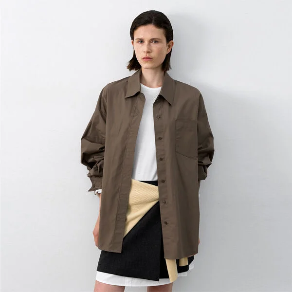 ESSENTIAL SOLID COTTON OVERSIZE SHIRT(BL-4366)