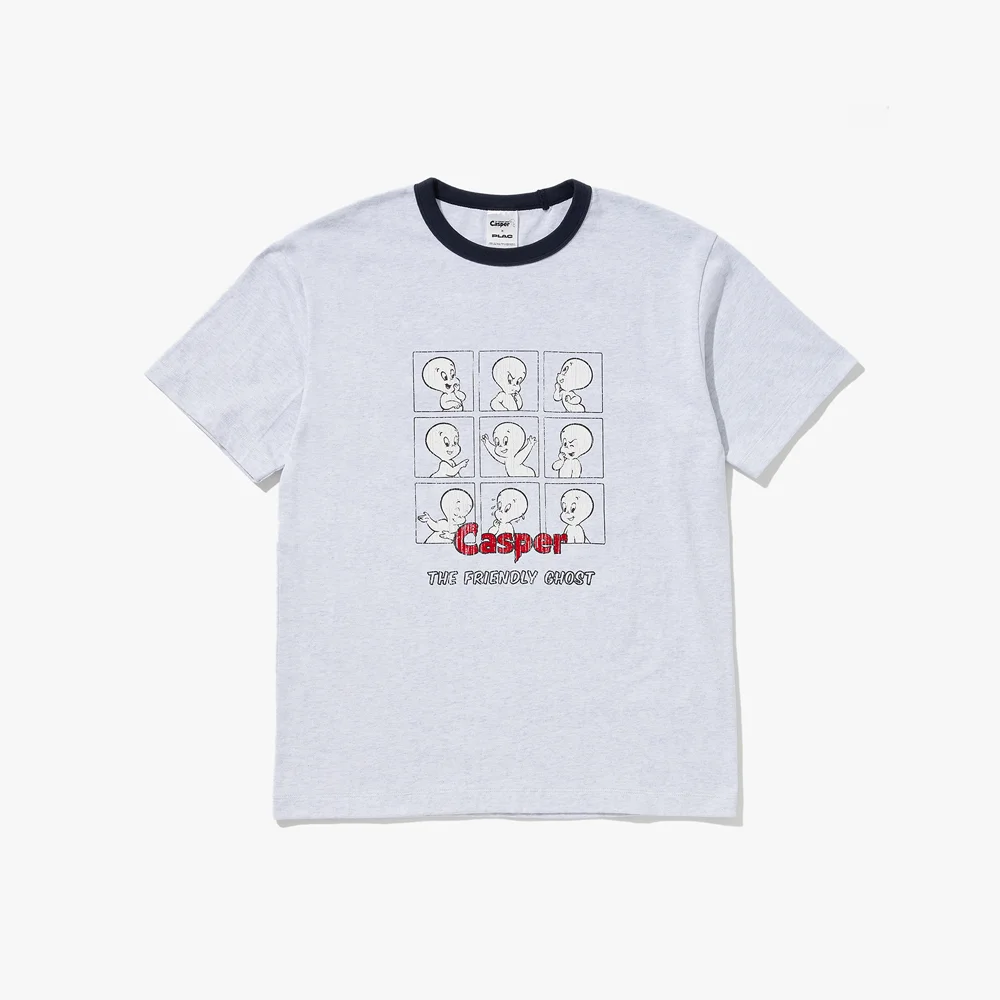 CASPER X PLAC 領 撞色 框架 T恤 淺 灰色