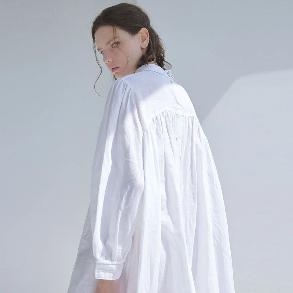 stitched linen dress