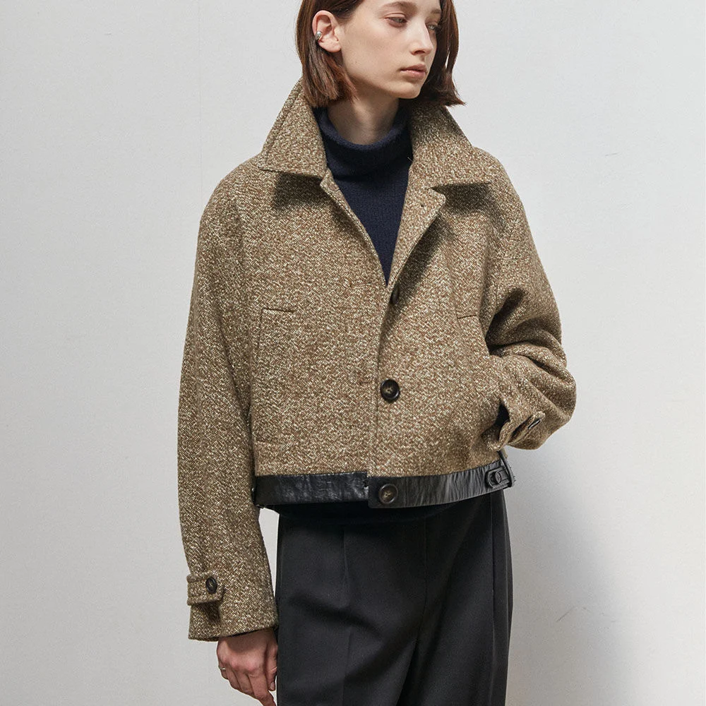 URANOS_OVER SIZE CROPPED JACKET_MOCHA BROWN