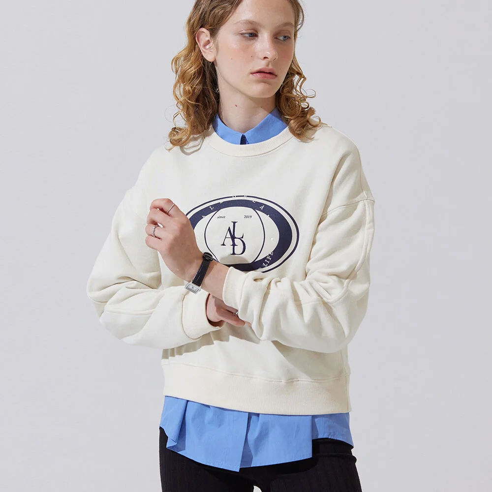 ALD space logo embroidery sweat shirts - creambeige