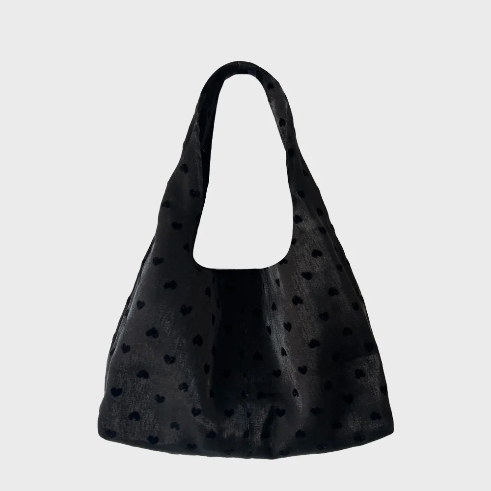 Heart Satin Tote Bag (心形 緞面 托特袋) Black