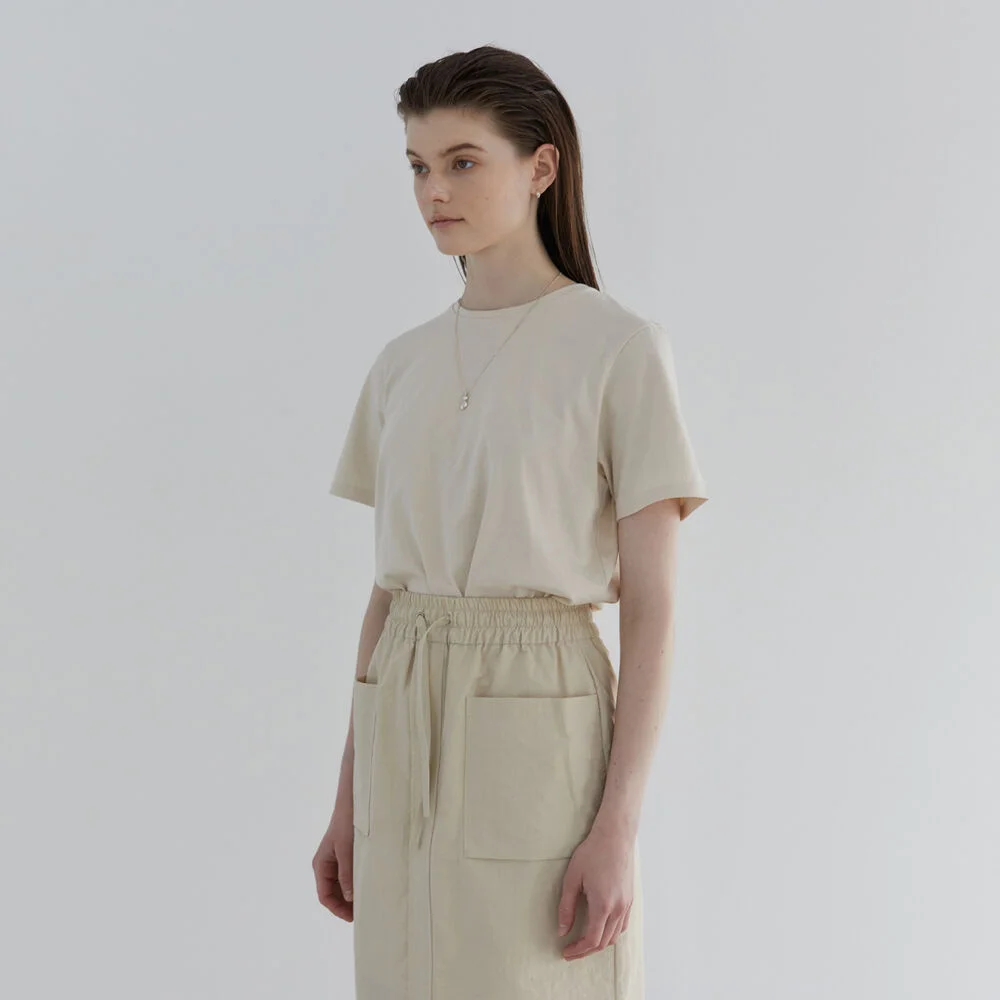 LOGO COTTON BASIC T-SHIRTS - BEIGE