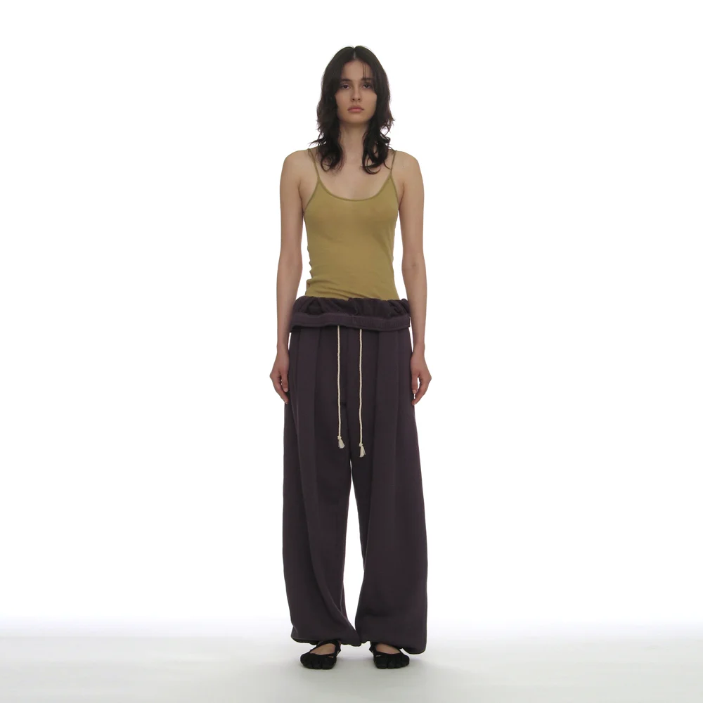FOLDOVER WAIST PLEATED SWEATPANTS_DEEP PURPLE