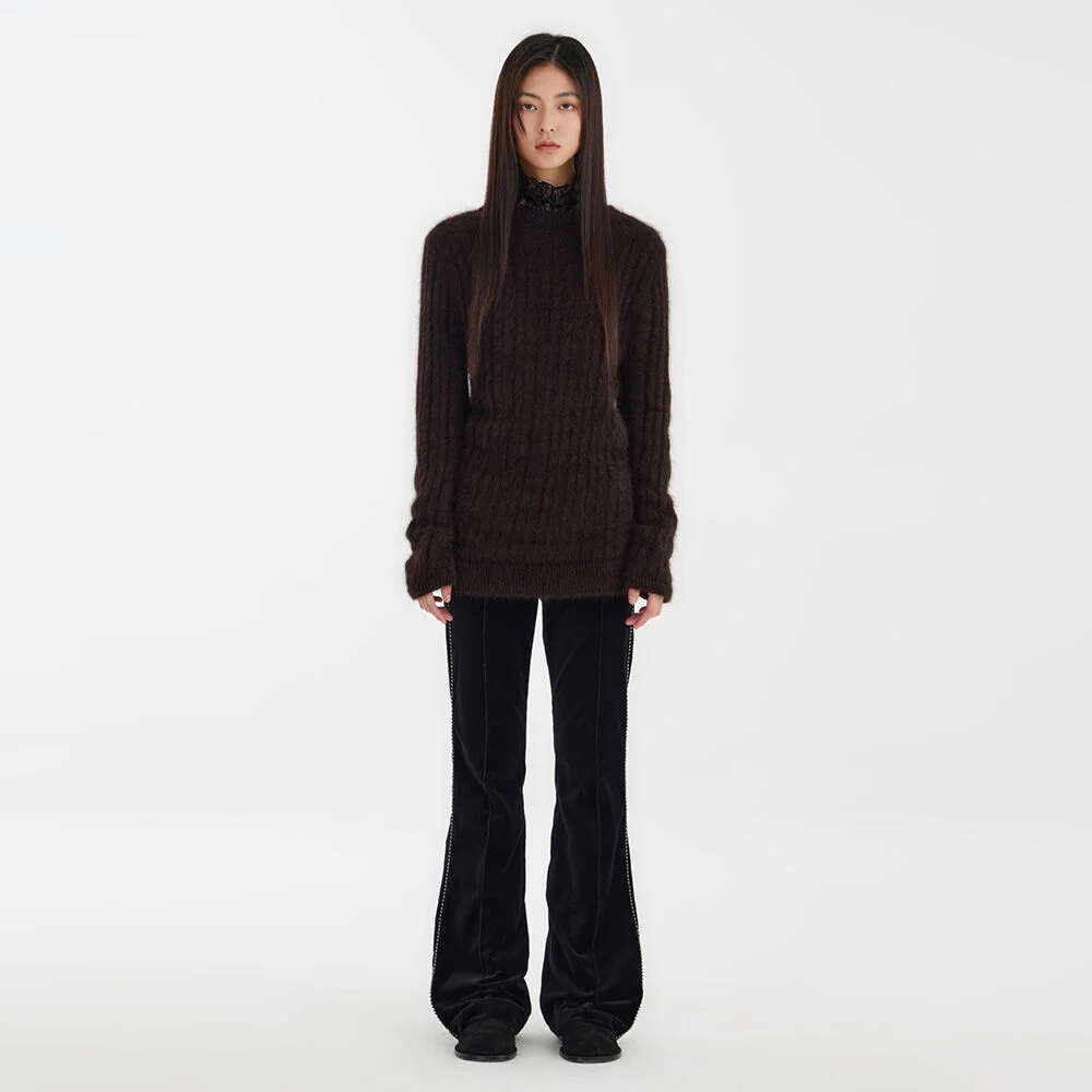 Hairy Angora Knit - Burgundy