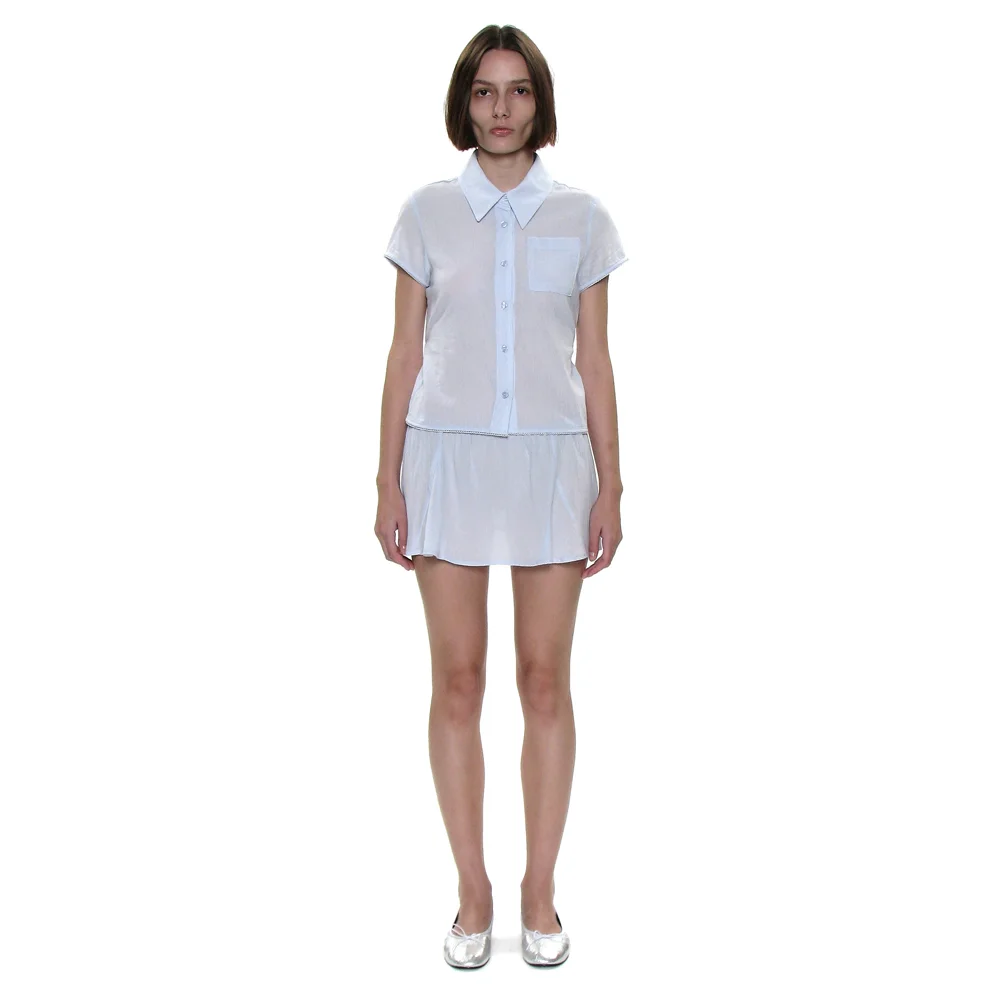 PWC COTTON LACE TRIM GORED MINI SKIRT_SKY